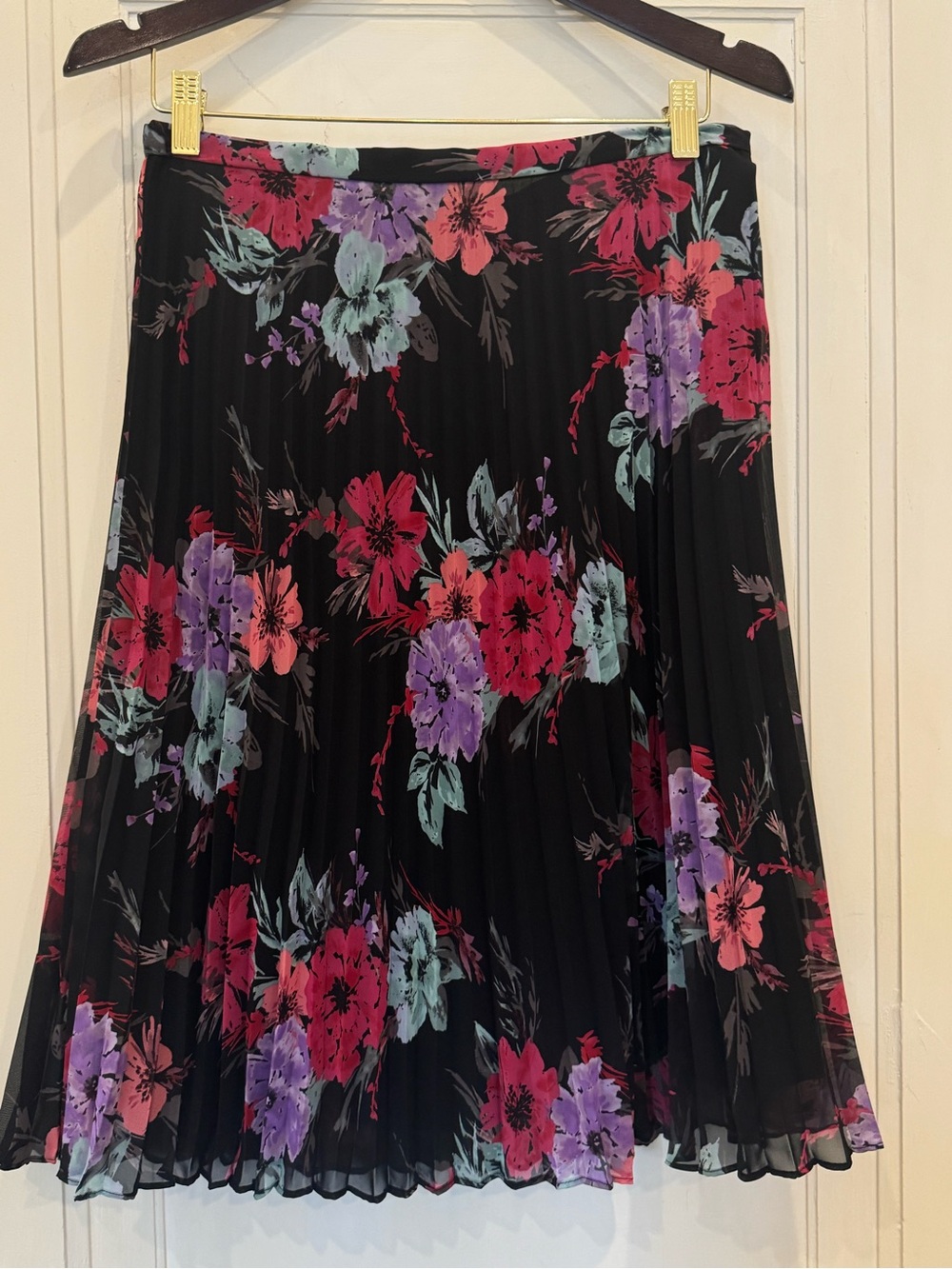 Kate Hill floral print midi accordion skirt